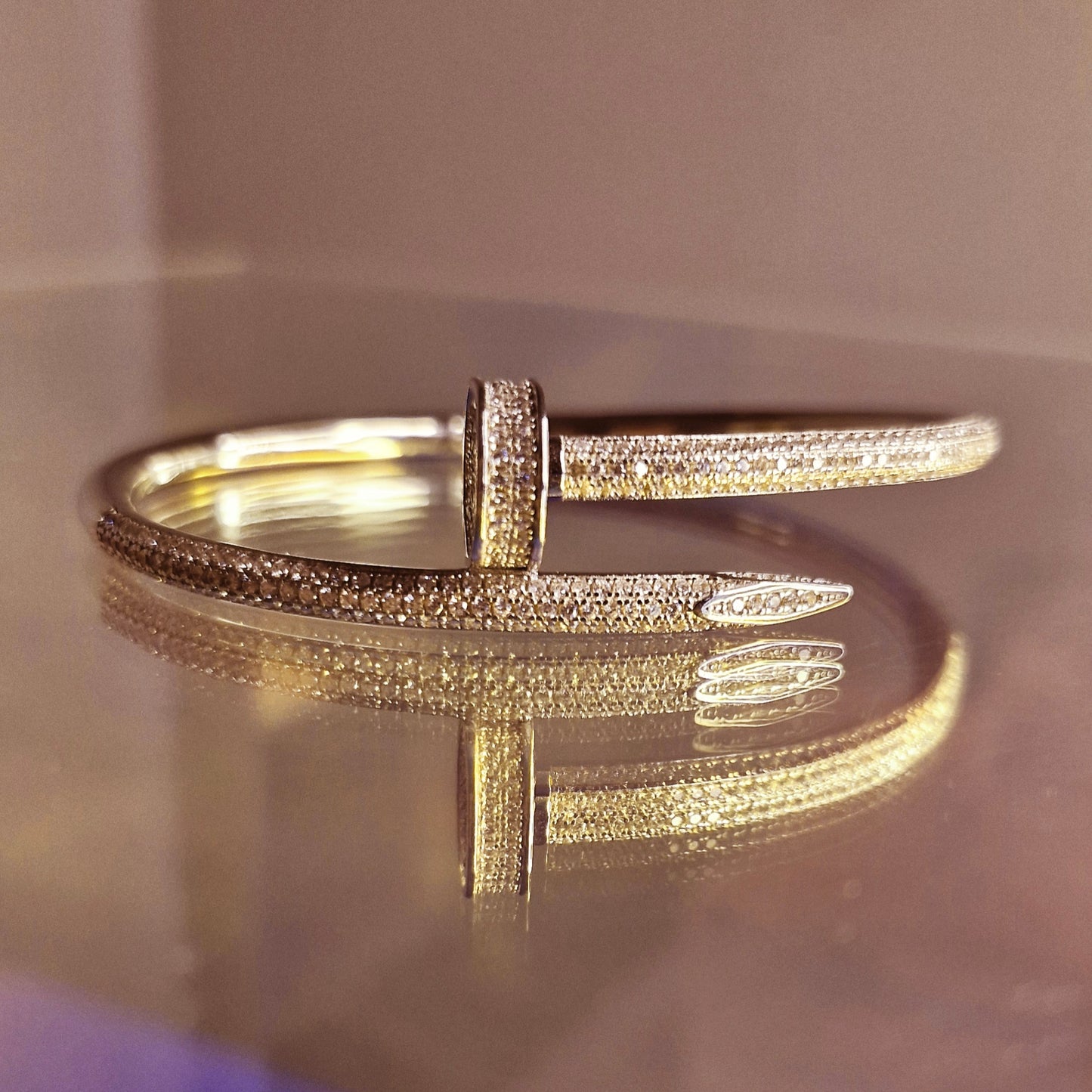 Nail Bangle (Studded) | Sterling Silver