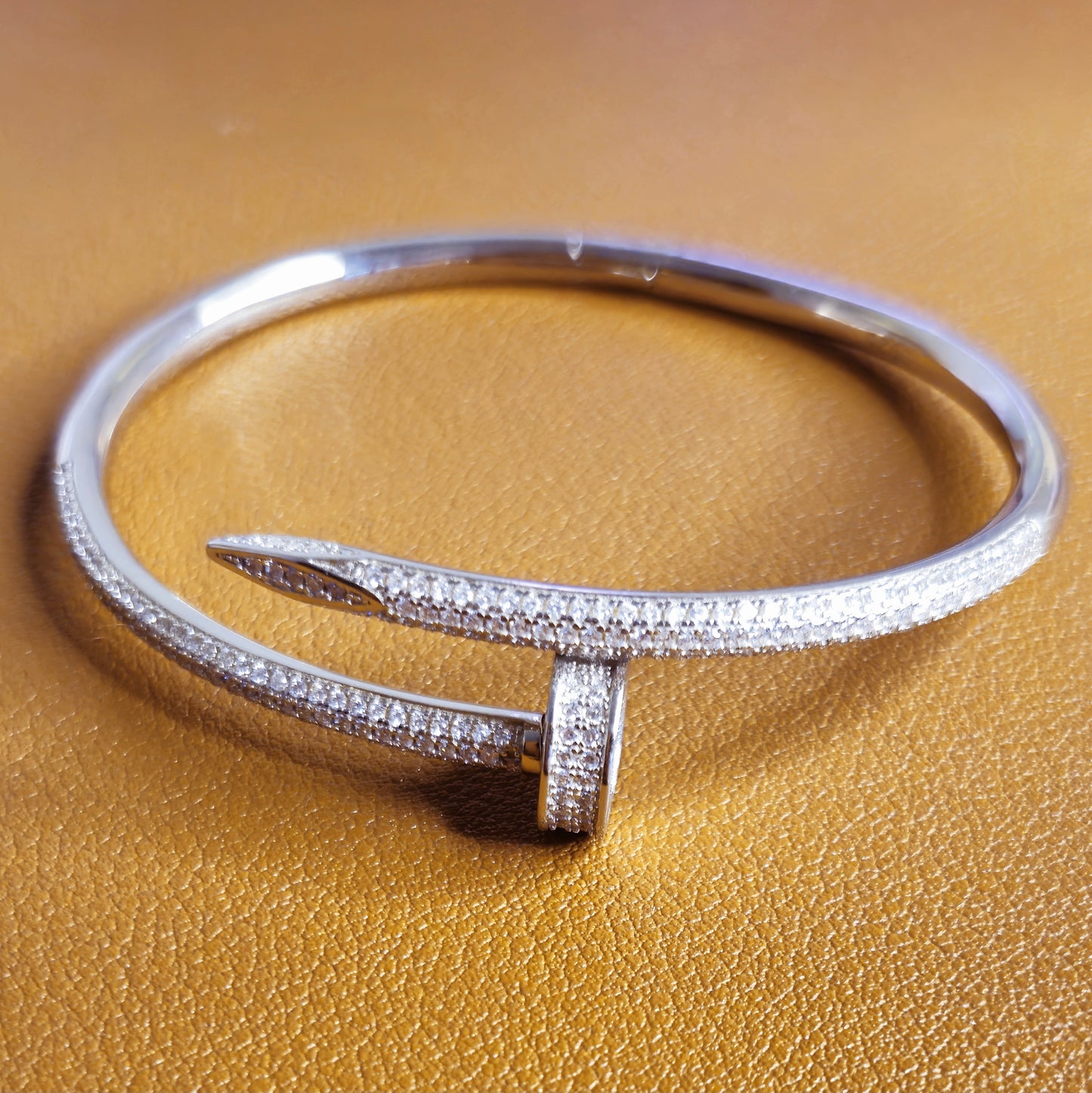 Nail Bangle (Studded) | Sterling Silver